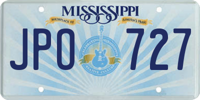 MS license plate JPO727
