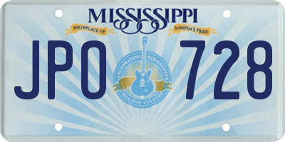 MS license plate JPO728