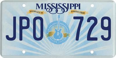 MS license plate JPO729
