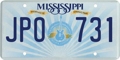 MS license plate JPO731