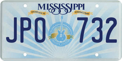 MS license plate JPO732