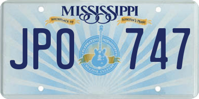 MS license plate JPO747