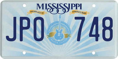 MS license plate JPO748