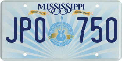 MS license plate JPO750