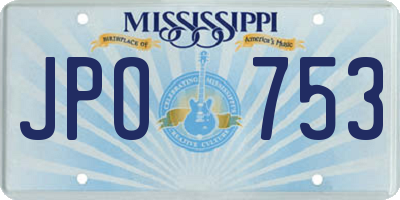MS license plate JPO753