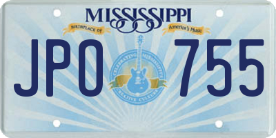 MS license plate JPO755
