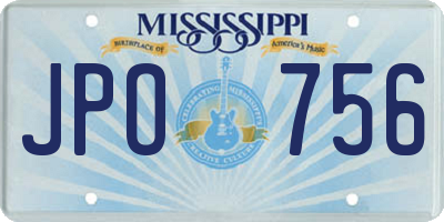 MS license plate JPO756