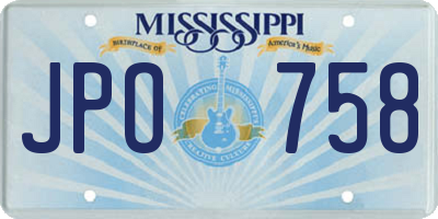 MS license plate JPO758