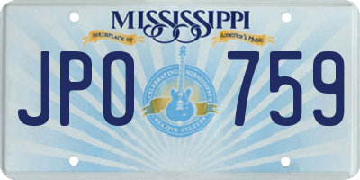 MS license plate JPO759