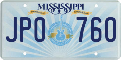 MS license plate JPO760