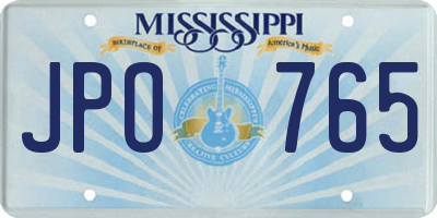 MS license plate JPO765