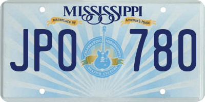 MS license plate JPO780
