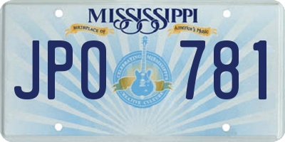 MS license plate JPO781