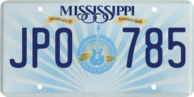 MS license plate JPO785