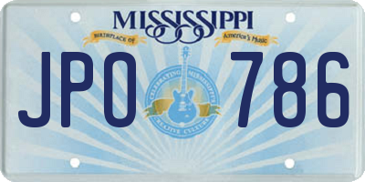 MS license plate JPO786