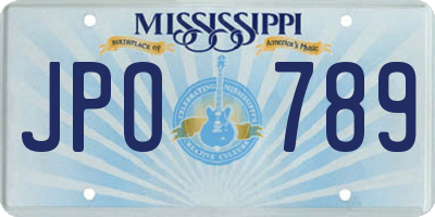 MS license plate JPO789