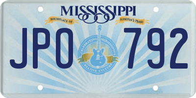 MS license plate JPO792