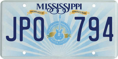 MS license plate JPO794
