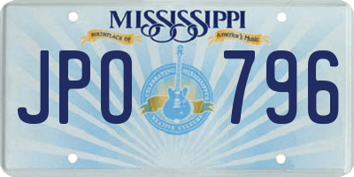 MS license plate JPO796