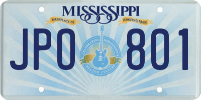 MS license plate JPO801