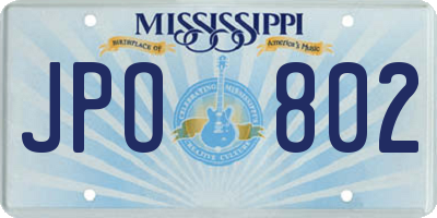 MS license plate JPO802