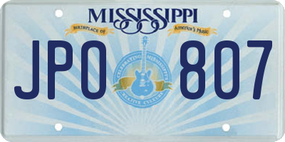 MS license plate JPO807
