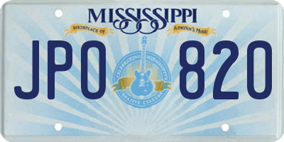MS license plate JPO820