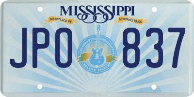MS license plate JPO837