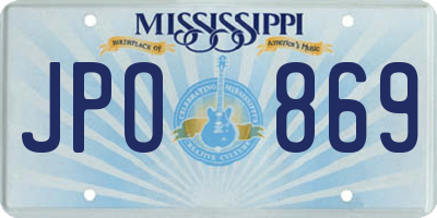 MS license plate JPO869