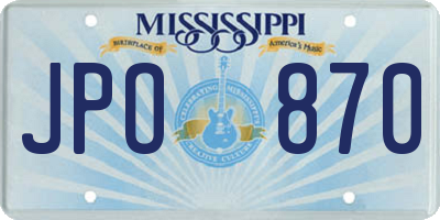 MS license plate JPO870