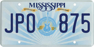 MS license plate JPO875
