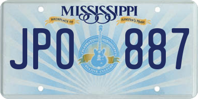 MS license plate JPO887