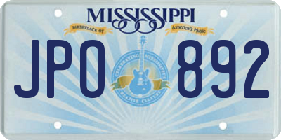 MS license plate JPO892