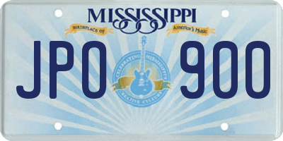 MS license plate JPO900