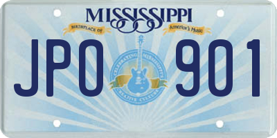 MS license plate JPO901