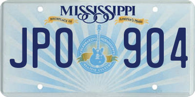 MS license plate JPO904