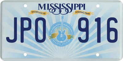 MS license plate JPO916