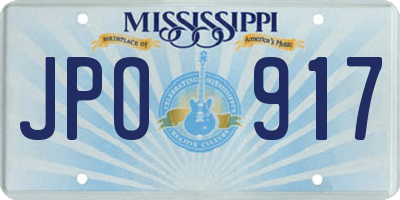 MS license plate JPO917