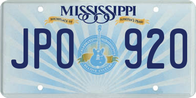 MS license plate JPO920