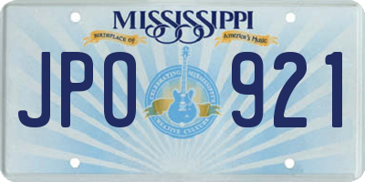 MS license plate JPO921