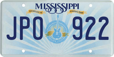 MS license plate JPO922