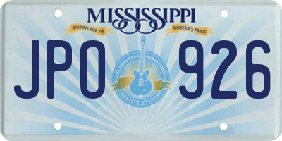 MS license plate JPO926