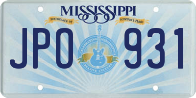 MS license plate JPO931
