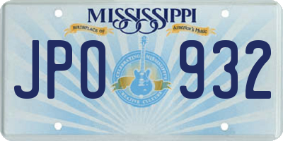 MS license plate JPO932