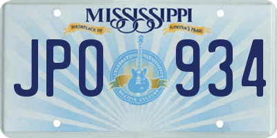 MS license plate JPO934