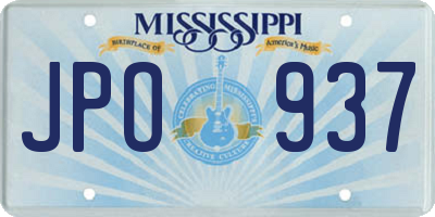 MS license plate JPO937