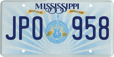MS license plate JPO958