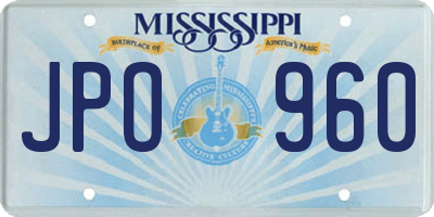 MS license plate JPO960