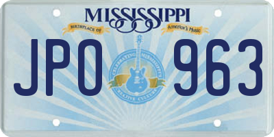 MS license plate JPO963