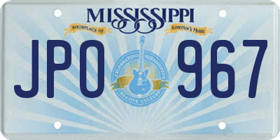 MS license plate JPO967